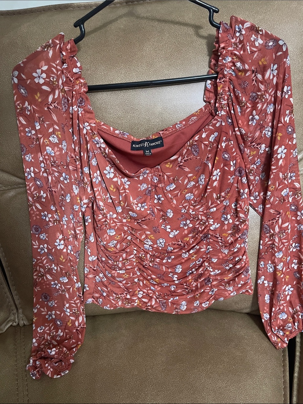 Almost Famous Rust Floral Crop